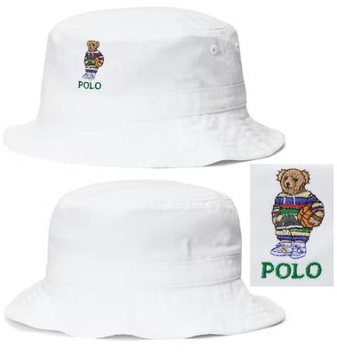Polo Ralph Lauren 帽子 限量polo熊 漁夫帽 青年款 白色 現貨 美國姐妹屋