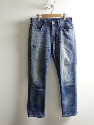 美國品牌 LEE 藍系刷紋 彈性直筒牛仔褲 32腰