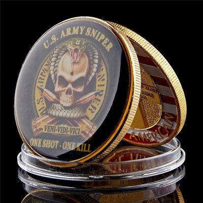 特價！現貨 美國海軍骷髏鍍金紀念章 收藏幣工藝硬幣金幣紀念幣