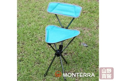 【山野賣客】Monterra 輕量鞍型折疊椅 背靠式 藍綠 320*110*75 mm (收納 0.6kg) 1500306