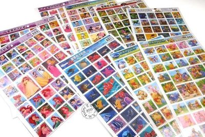 【寶貝童玩天地】【ST16】正版迪士尼 三麗鷗 郵票格子貼紙*LT02