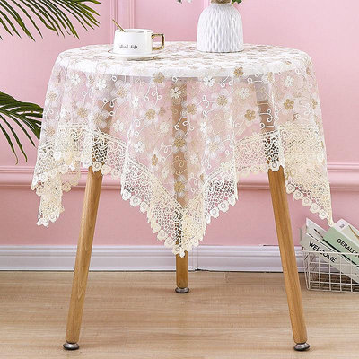 歐式圓桌布蕾絲茶幾布長方形餐桌方桌紗繡床頭柜蓋布鏤空多用蓋巾