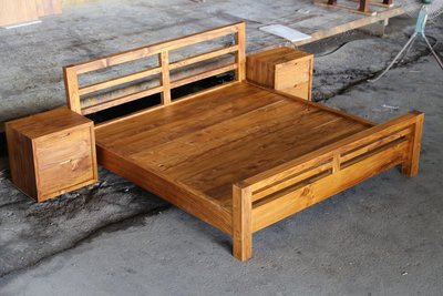 【原味手工家具】100%柚木雙人實木床架-台南 原木 家具