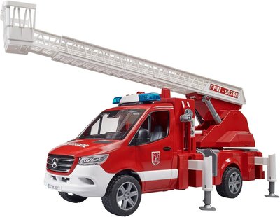 現貨 德國 BRUDER 賓士消防車/消防隊/帶雲梯車和消防水柱和燈光和聲音模組 /緊急車輛/消防員 兒童玩具車塑料模型