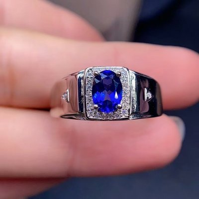【藍寶石戒指】天然斯里蘭卡藍寶石戒指 藍寶石男戒 皇家藍 耀眼時尚