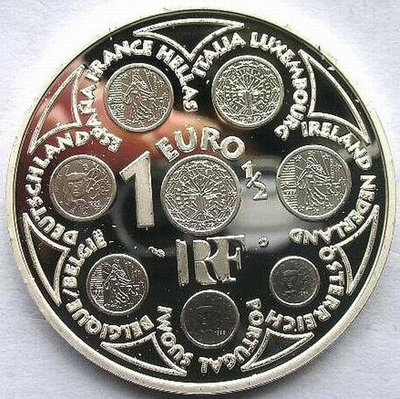 法國2002年 歐元啟動經典幣中幣1.5歐元精制紀念銀幣錢幣 收藏幣 紀念幣-11259【國際藏館】
