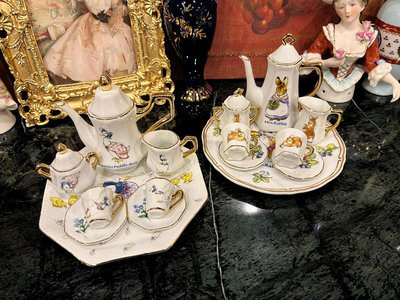 彼得兔和杰米瑪鴨 迷你款下午茶套組6件套茶具 袖珍擺件茶壺咖