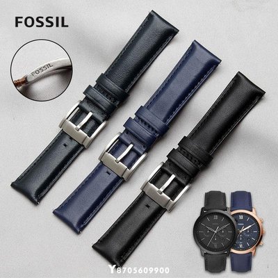 現貨熱銷-Fossil化石手表帶酷炫藍色皮帶男FS5237 FS5132 FS5241原裝款22mm爆款
