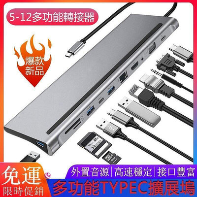 Type C Hub擴展轉接頭 拓展塢 HDMI轉VGA macbook pro轉接頭 筆電轉換器擴展塢C5148