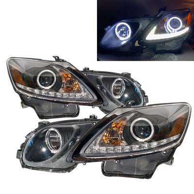 卡嗶車燈 適用於 LEXUS 凌志 GS350 GS450h S190 06-11 四門車 光導LED光圈 大燈 黑
