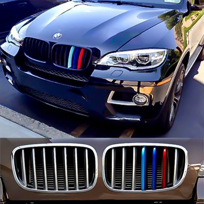 現貨 抗UV烤漆 @ BMW E70 X5 / E71 X6 三色飾條 水箱罩三色條 寶馬改裝鼻頭卡扣 中網 飾條