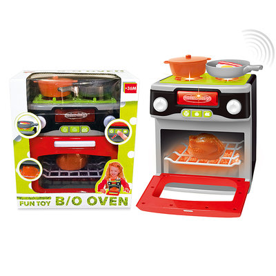 ^.^飛行屋(全新品)益智廚房玩具~B/O OVEN~瓦斯爐+烤箱玩具組//內附食物&amp;鍋具//材質:ABS(送電池)