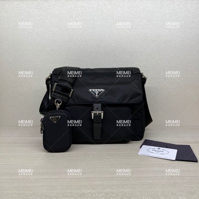 30年老店 預購 PRADA Re-Nylon shoulder bag 郵差包 書包 單扣 斜背包 黑色 1BD994