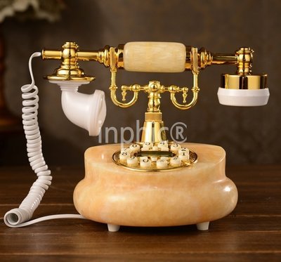 INPHIC-玉石仿舊電話機歐式復古田園時尚創意家用固定座機電話機