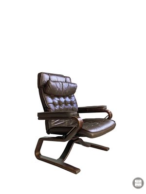 【 BRASS PARK 銅公園 】北歐皮革扶手單椅（椅背可調整）躺椅/二手老件/休閒椅/工作椅/單人沙發/主人椅