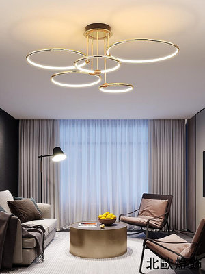 客廳吊燈現代簡約高檔大氣客廳燈北歐創意臥室餐飯廳圓環燈具
