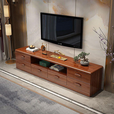 lr金絲胡桃木實木電視櫃客廳組合套裝中式客廳電視機儲物櫃