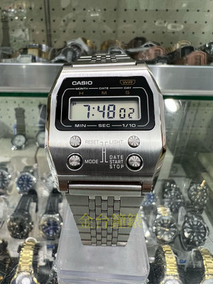 【金台鐘錶】CASIO卡西歐 電子數位 A1100D-1 (銀) 全不鏽鋼 (經典復古潮流)