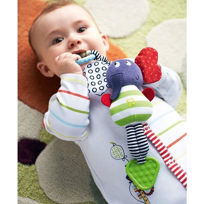 英國MamasPa 有音樂大象車床掛車掛 有響紙 牙膠 嬰兒玩具