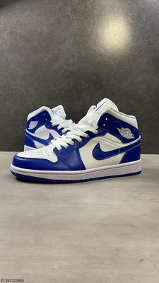 Air Jordan 1 Mid AJ1 白藍 經典 皮革 緩震 籃球鞋 BQ6472-104 時尚 男女鞋-有米潮鞋店