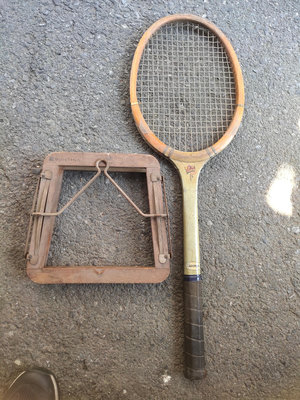 【二手】古董網球拍木頭的英格蘭進口的品相不錯帶原裝的夾子可以 老物件 古玩 雜項【雲洲古玩店】-855