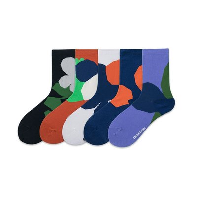 襪子系列 Plusox 花小人系列2019秋季ins新款設計師插畫襪子女 中筒襪 潮襪