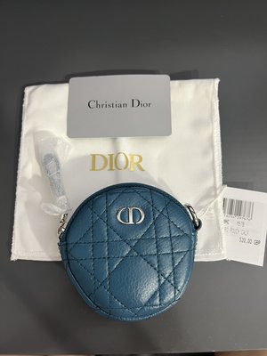 英國買回 Dior/迪奧 女士圓形菱格零錢包手包 DIOR CARO 零錢包 保証真品