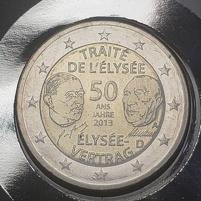 古玩收藏家CC#德國2013年2歐愛麗舍條約簽訂50周年雙色紀念郵幣封