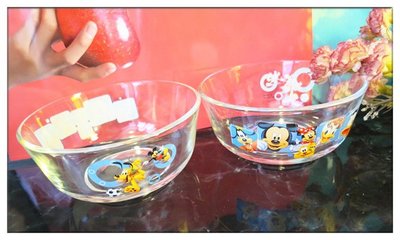 『好夠讚』非 1元起標 全新 Mickey 米奇 玻璃碗 水果碗 甜點碗 冰淇淋碗 2入 出清 只售99元