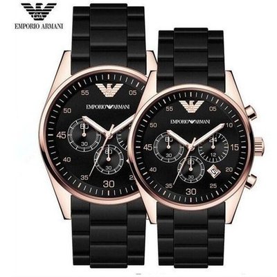 公司貨Armani亞曼尼AR時尚潮流手錶膠包鋼復古石英手錶男女情侶對錶男士AR5905 女士AR5906