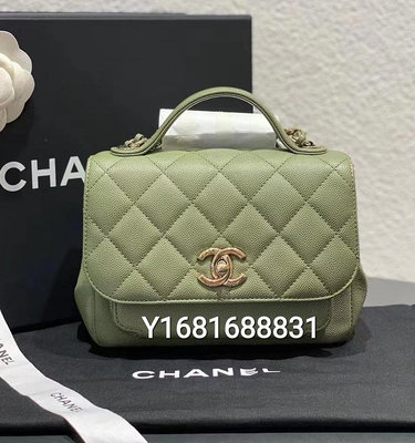 專櫃正品 CHANEL 新款 郵差包 綠色 荔枝紋牛皮 金鍊（全新福利品！優惠出清換現金）