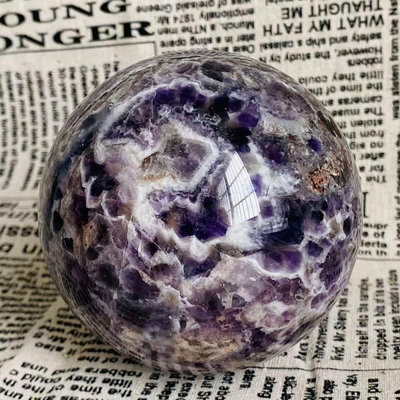 C234天然紫水晶球擺夢幻紫色水晶居家飾品，原石打磨，隨手一 水晶 擺件 原石【天下奇物】2576