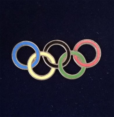 清河古幣集藏1936年柏林奧運會五環Logo琺瑯徽章,帶廠標
