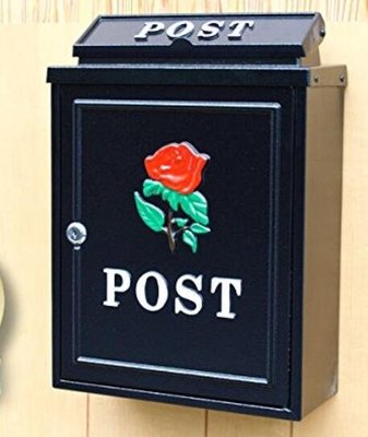 日本進口 好品質歐式玫瑰花朵戶外門口信箱牆壁上掛飾掛式郵筒信件郵件信封收納盒意見箱建議箱送禮 3495b