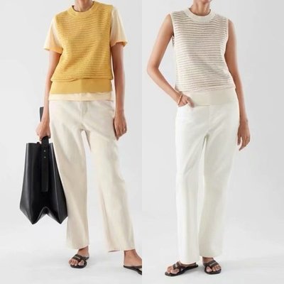 【全新現貨】Massimo Dutti  COS女裝2021夏季新品時尚簡約黃色圓領鏤空針織背心0971237003