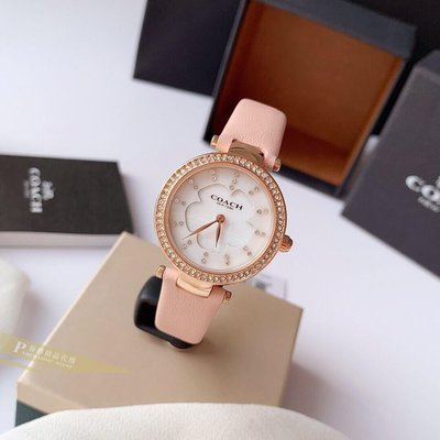 雅格精品代購 COACH 寇馳 經典品牌LOGO 粉色手錶 美國代購