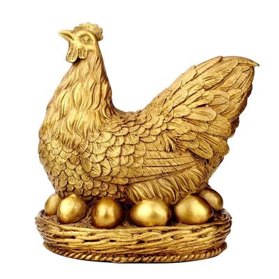【熱賣精選】黃銅母雞擺件金雞桌面擺件生肖雞家居裝飾品擺設雞 7寸黃銅圓底款母雞