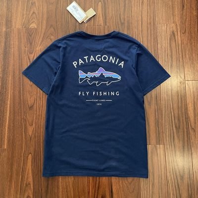 【100%公司貨】Patagonia 巴塔 重磅經典彩色印染鮪魚男女情侶款寬松短袖T恤潮
