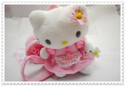 ♥小花花日本精品♥Hello Kitty 立體絨毛公仔娃娃拿花朵造型迷你手提包相機包