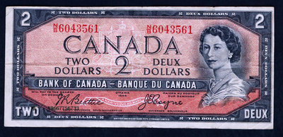 銀幣加拿大錢幣1954年版 2元（女王 伊麗莎白二世）8成左右品相！