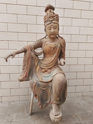 木雕坐桌自在觀音菩薩佛像  高120公分
