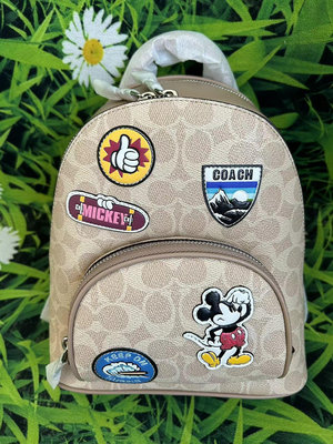 SUNDAY美國代購 COACH 3892 迪士尼聯名合作款 超可愛米奇 雙肩包 徽章個性設計