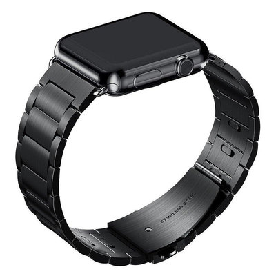 全館免運 送貼膜高品質於Apple Watch 5不鏽鋼金屬錶帶三株鋼帶按鍵式快拆/免工具調整錶帶1/2/3代4代 可開