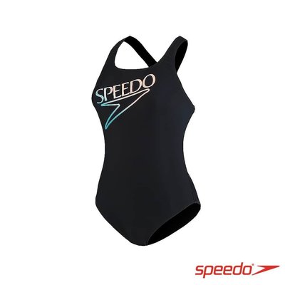 (C8) Speedo 女 運動連身泳裝 Retro Logo 黑 SD812523G075