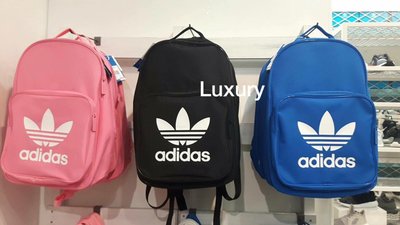 【 Luxury 】Adidas 正品代購 愛迪達 四色 三葉草大logo 帆布後背包 大學包 旅遊 外出必備 露營