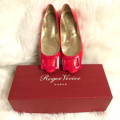 ROGER VIVIER 桃紅色漆皮平底鞋 36.5號
