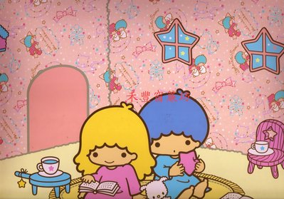[禾豐窗簾坊]日本三麗鷗Sanrio Little Twin Stars 雙星仙子KiKi & LaLa卡通壁紙裝潢施工
