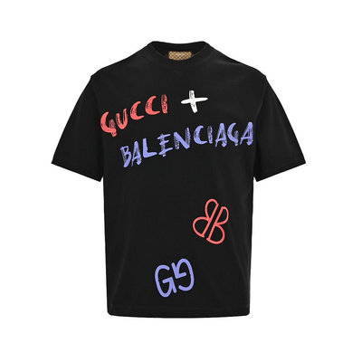 代購 巴黎世家Balenciaga X Gucci聯名字母LOGO印花短袖T恤 委託勞務服務 請先詢問