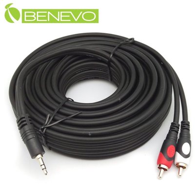 BENEVO 10米 3.5mm立體聲轉雙RCA/梅花接頭聲音連接線 (BAC1000MMD)