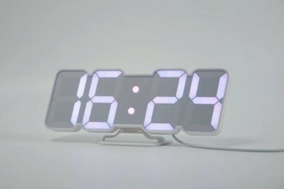 多色自動變換萬年曆led電子鐘 客廳現代創意3D立體鐘夜光靜音 座/掛鐘（白殼遙控版） 新台幣：688元